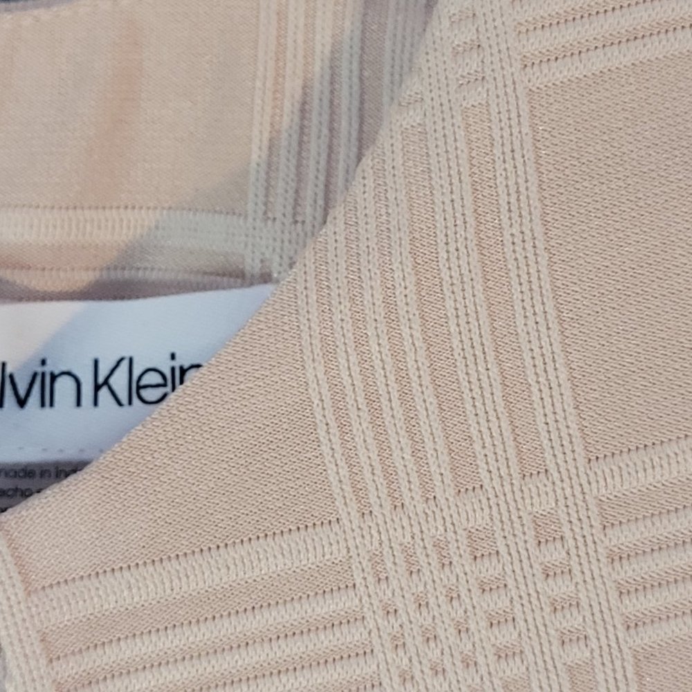 Calvin‎ Klein Womens Top SZ Small Blouse Sleeveless Pleated Neutral Blush - Picture 4 of 13